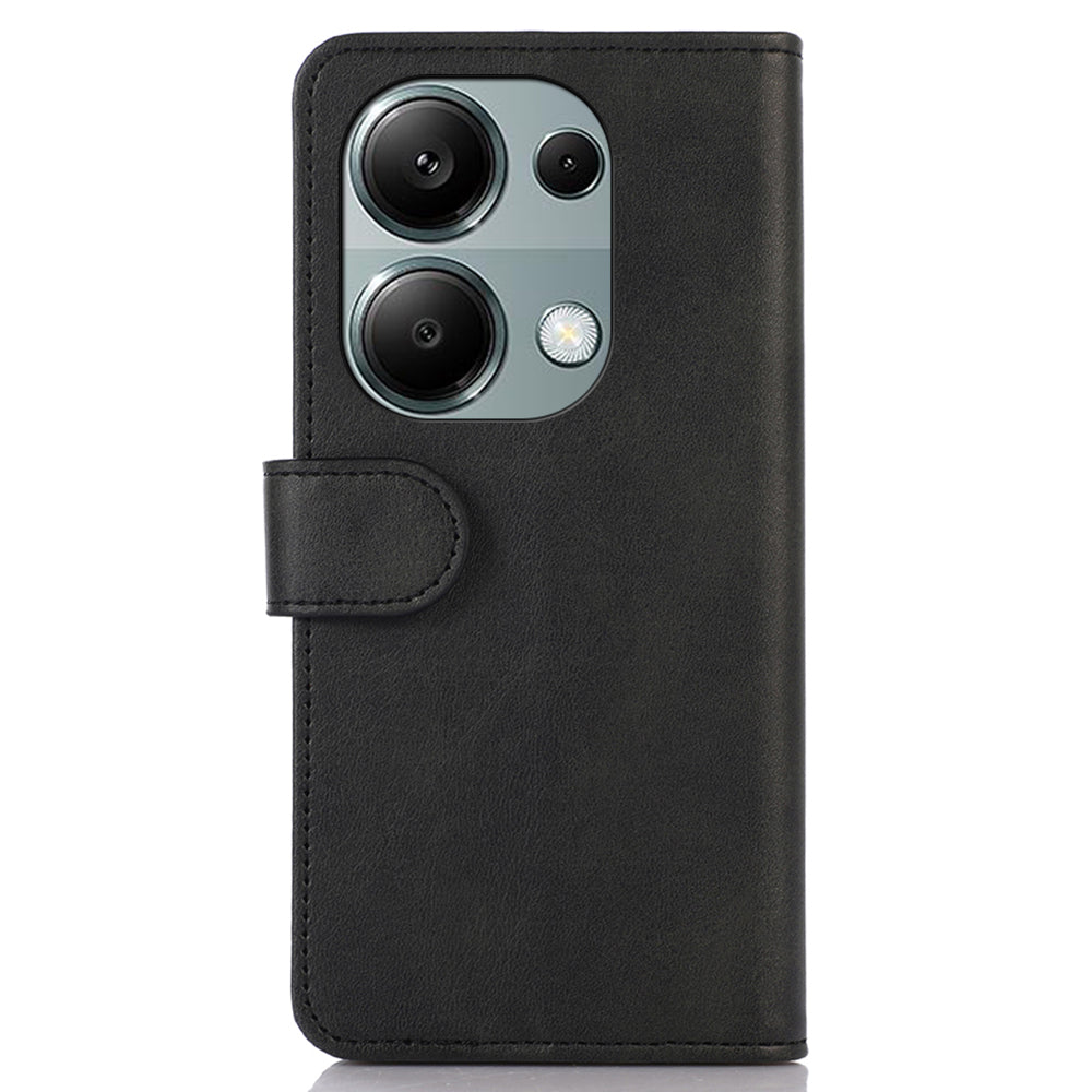 For Xiaomi Redmi Note 13 4G Case PU Leather Folio Stand View Phone Cover - Black