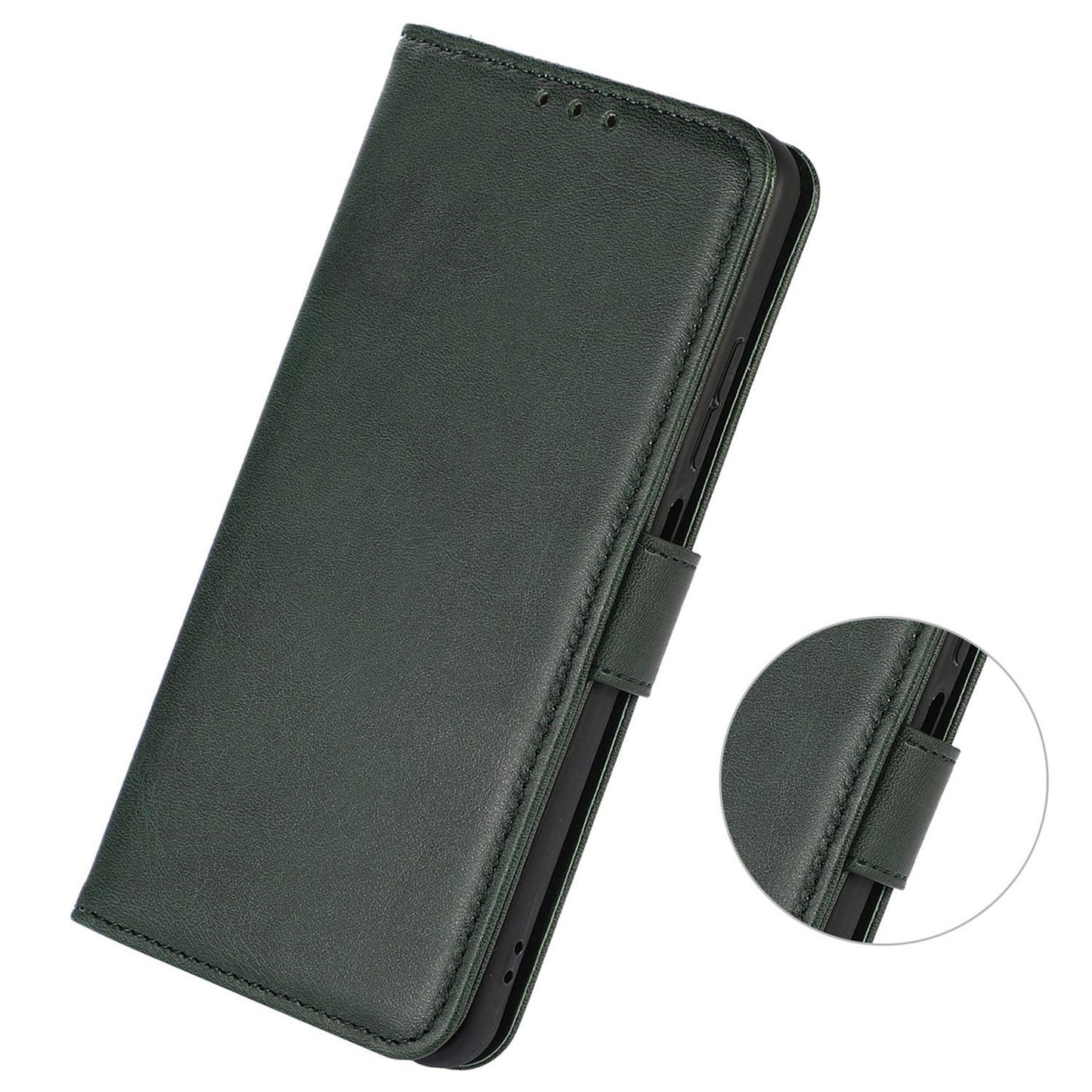 For Xiaomi Redmi Note 13 4G Case PU Leather Folio Stand View Phone Cover - Green