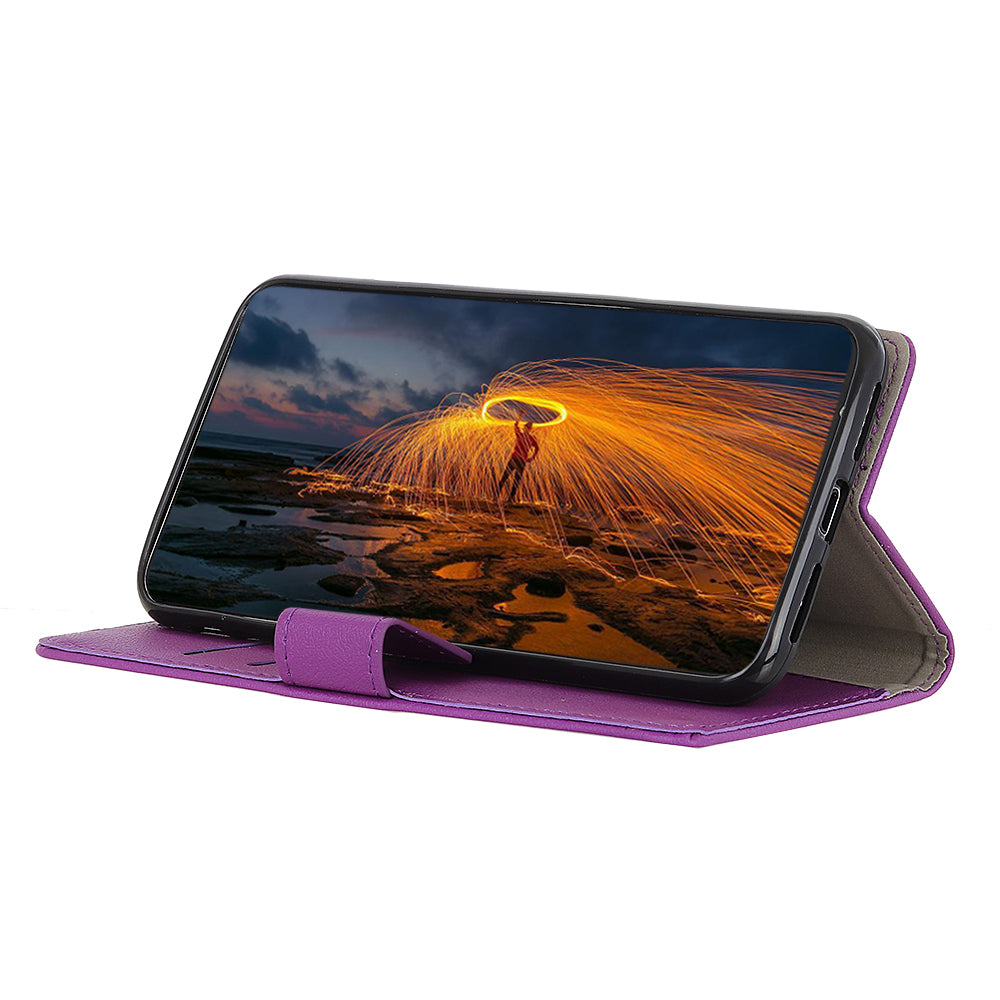 For Xiaomi Redmi Note 13 4G Leather Wallet Case Viewing Stand Phone Cover - Purple