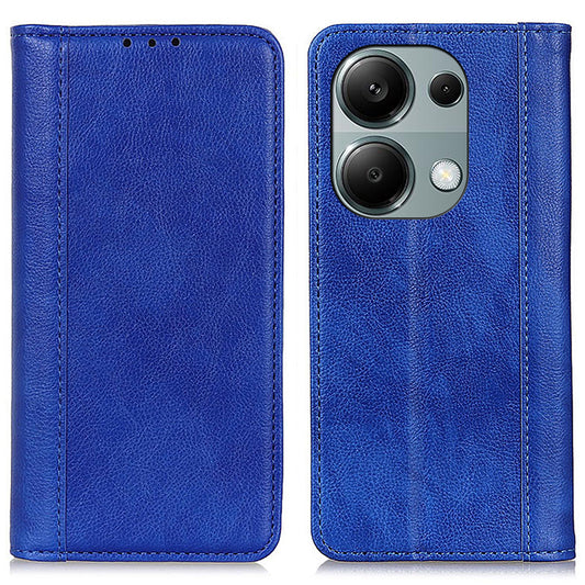 For Xiaomi Redmi Note 13 4G Protective Cover Split Leather Litchi Texture Phone Case - Blue
