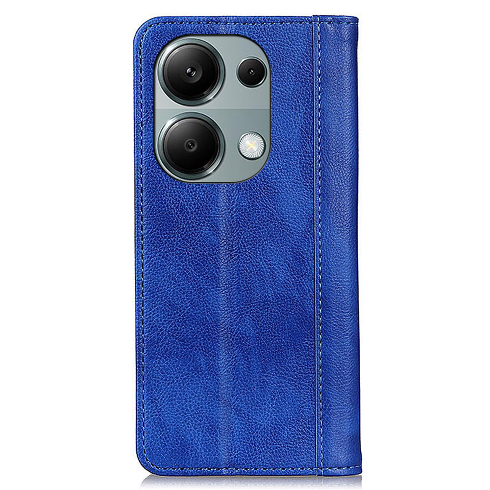 For Xiaomi Redmi Note 13 4G Protective Cover Split Leather Litchi Texture Phone Case - Blue
