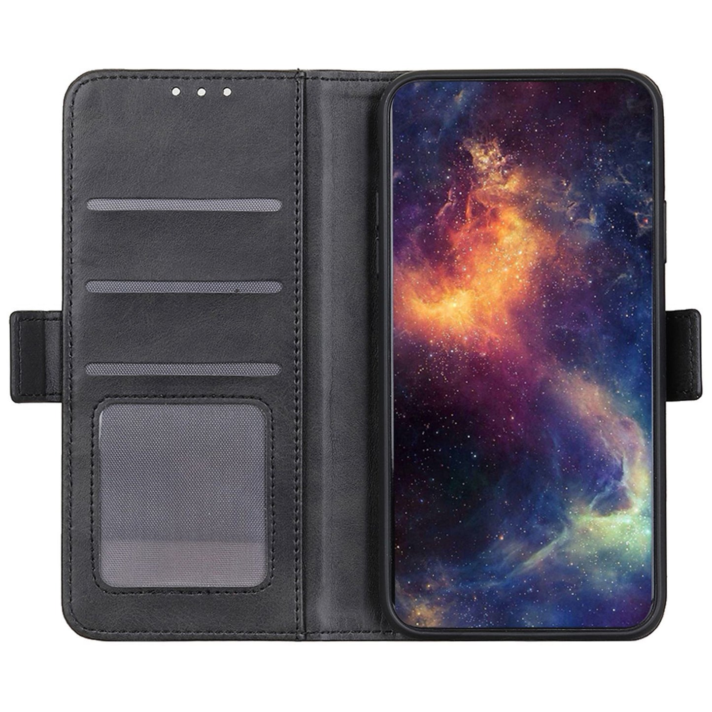 For Xiaomi Redmi Note 13 4G Leather Case Stand Magnetic Closure Flip Cover - Black