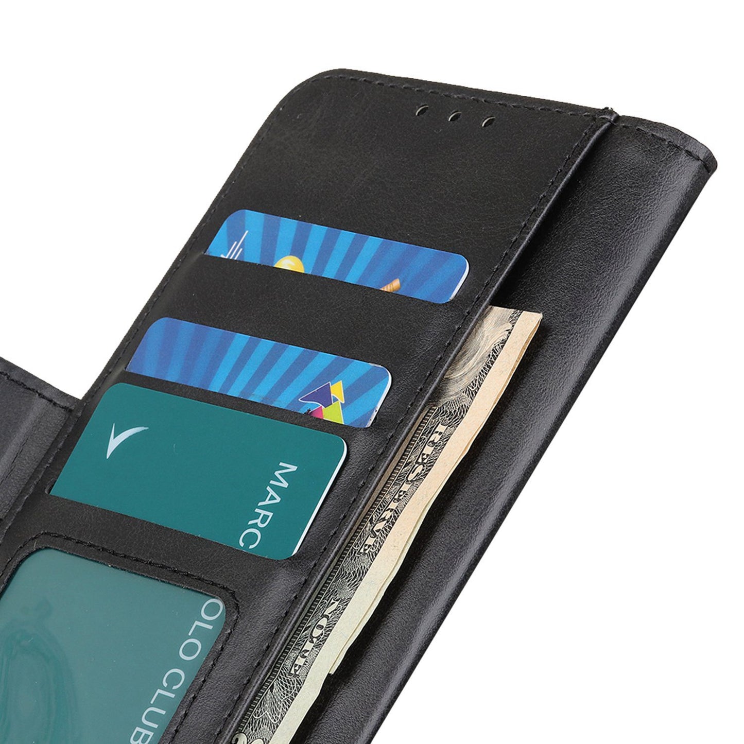 For Xiaomi Redmi Note 13 4G Leather Case Stand Magnetic Closure Flip Cover - Black