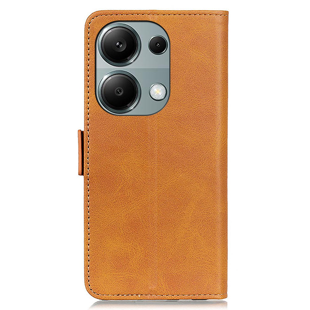 For Xiaomi Redmi Note 13 4G Leather Case Stand Magnetic Closure Flip Cover - Yellow