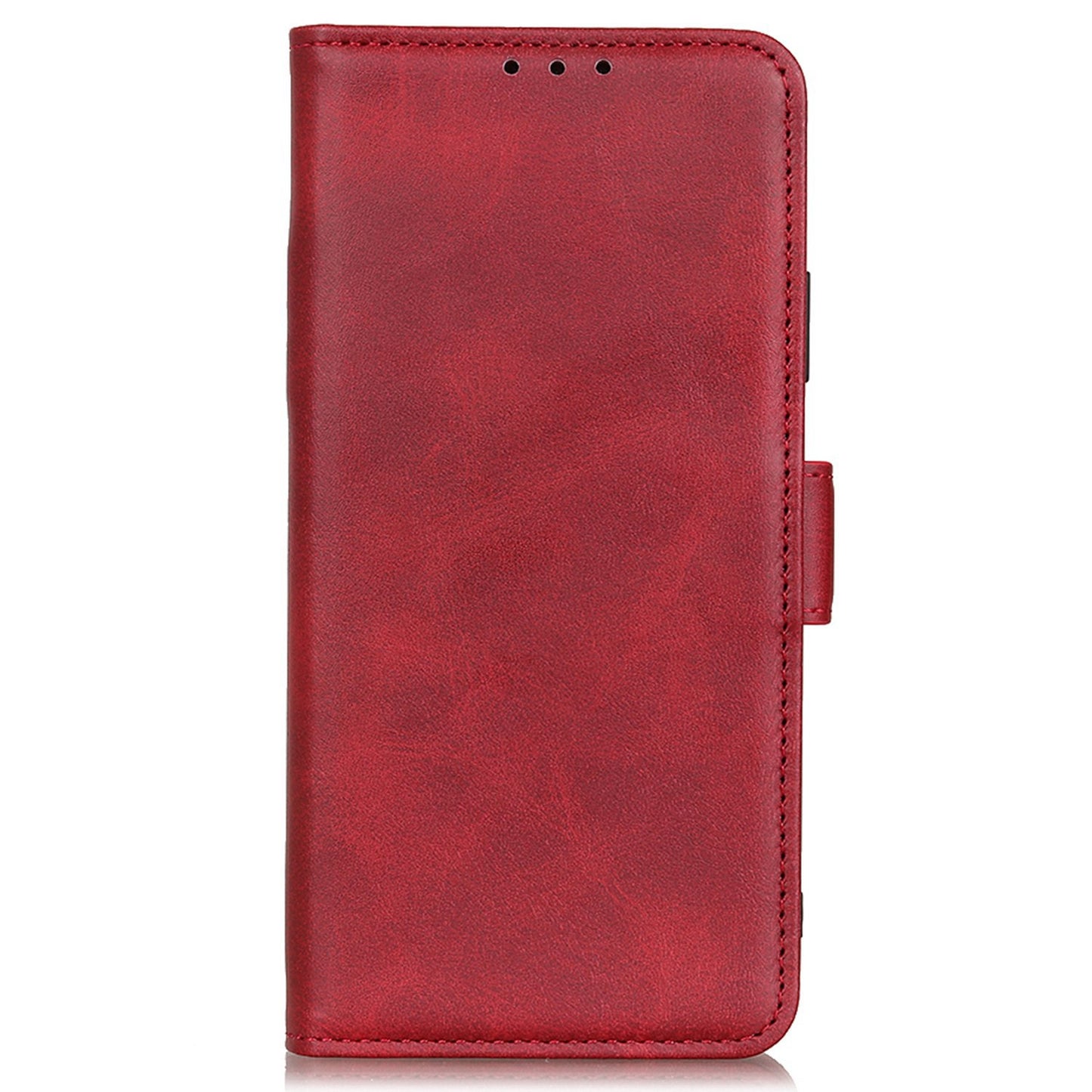 For Xiaomi Redmi Note 13 4G Leather Case Stand Magnetic Closure Flip Cover - Red