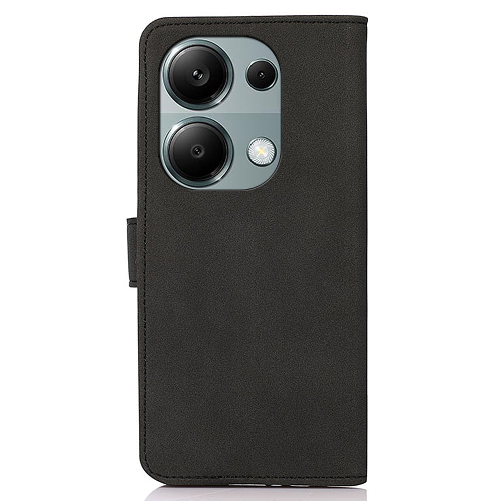 KHAZNEH For Xiaomi Redmi Note 13 4G Leather Case with TPU Shockproof Shell Wallet Phone Cover - Black