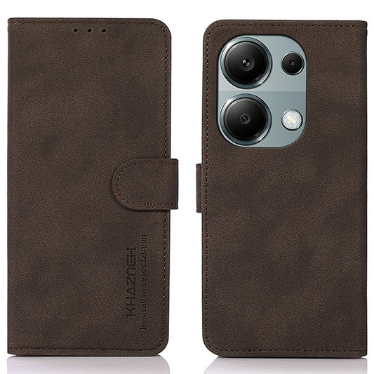 KHAZNEH For Xiaomi Redmi Note 13 4G Leather Case with TPU Shockproof Shell Wallet Phone Cover - Brown