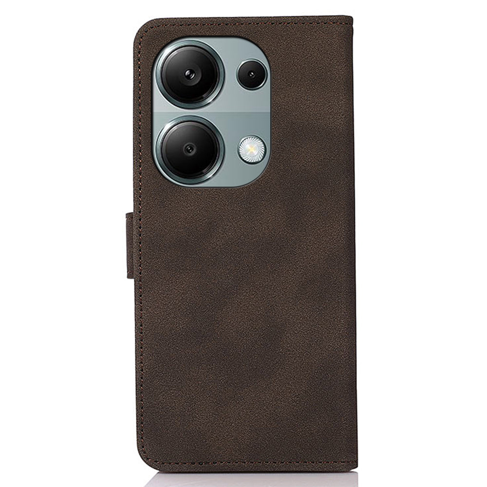 KHAZNEH For Xiaomi Redmi Note 13 4G Leather Case with TPU Shockproof Shell Wallet Phone Cover - Brown