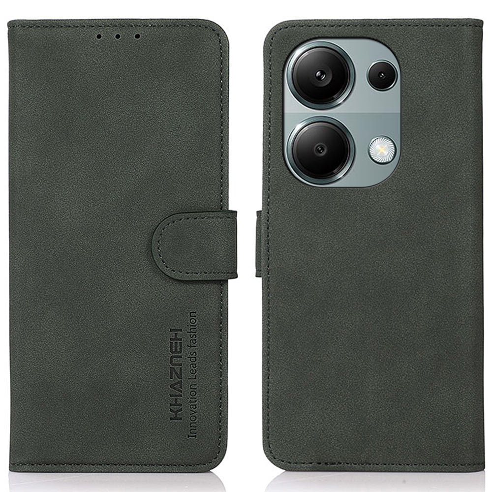 KHAZNEH For Xiaomi Redmi Note 13 4G Leather Case with TPU Shockproof Shell Wallet Phone Cover - Green