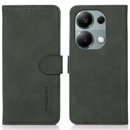 KHAZNEH For Xiaomi Redmi Note 13 4G Leather Case with TPU Shockproof Shell Wallet Phone Cover - Green