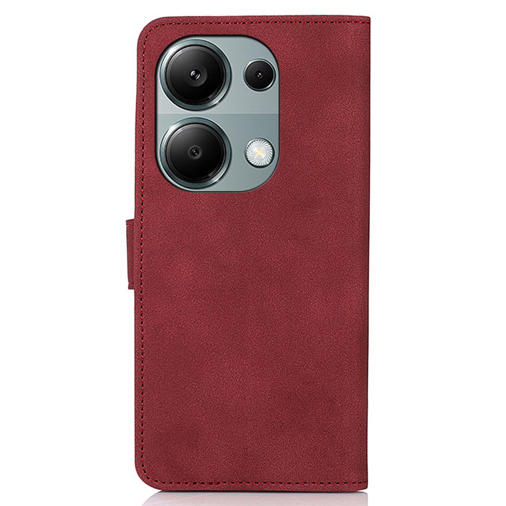KHAZNEH For Xiaomi Redmi Note 13 4G Leather Case with TPU Shockproof Shell Wallet Phone Cover - Red