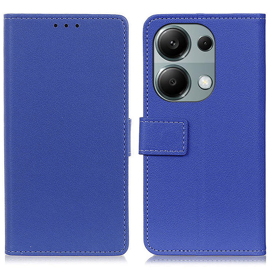 For Xiaomi Redmi Note 13 Pro 4G / Poco M6 Pro 4G Case Texture Leather Folio Phone Cover - Blue