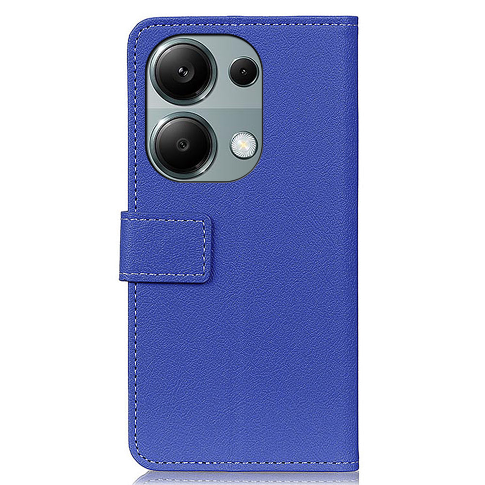 For Xiaomi Redmi Note 13 Pro 4G / Poco M6 Pro 4G Case Texture Leather Folio Phone Cover - Blue