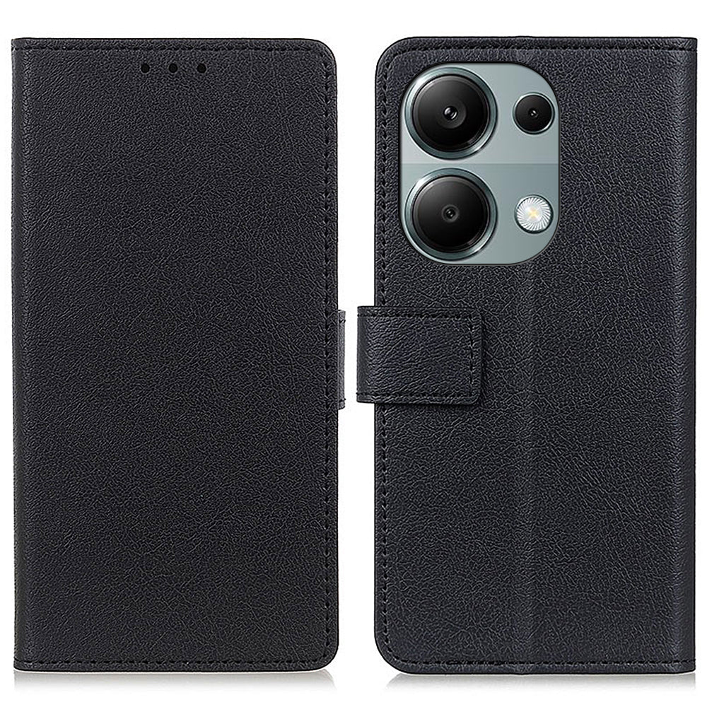 For Xiaomi Redmi Note 13 Pro 4G / Poco M6 Pro 4G Case Texture Leather Folio Phone Cover - Black