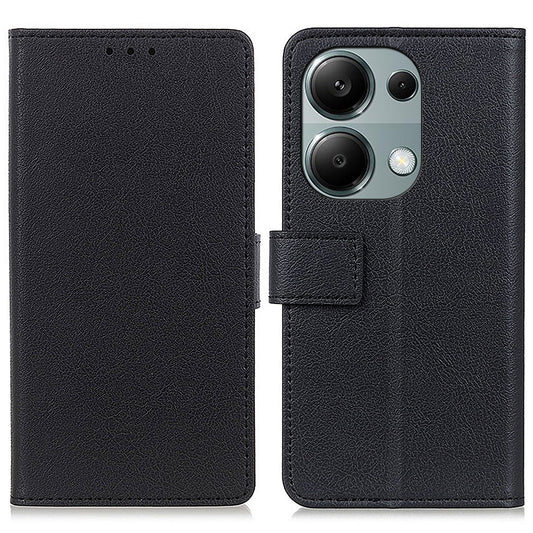 For Xiaomi Redmi Note 13 Pro 4G / Poco M6 Pro 4G Case Texture Leather Folio Phone Cover - Black