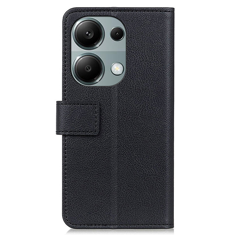 For Xiaomi Redmi Note 13 Pro 4G / Poco M6 Pro 4G Case Texture Leather Folio Phone Cover - Black