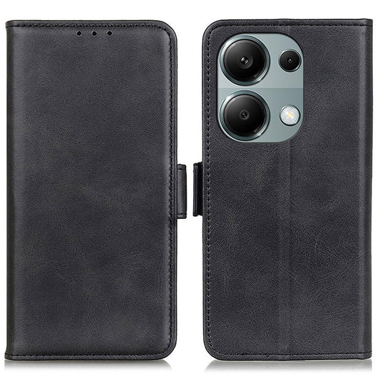 For Xiaomi Redmi Note 13 Pro 4G / Poco M6 Pro 4G Case Magnetic Buckle PU Leather Wallet Phone Cover - Black