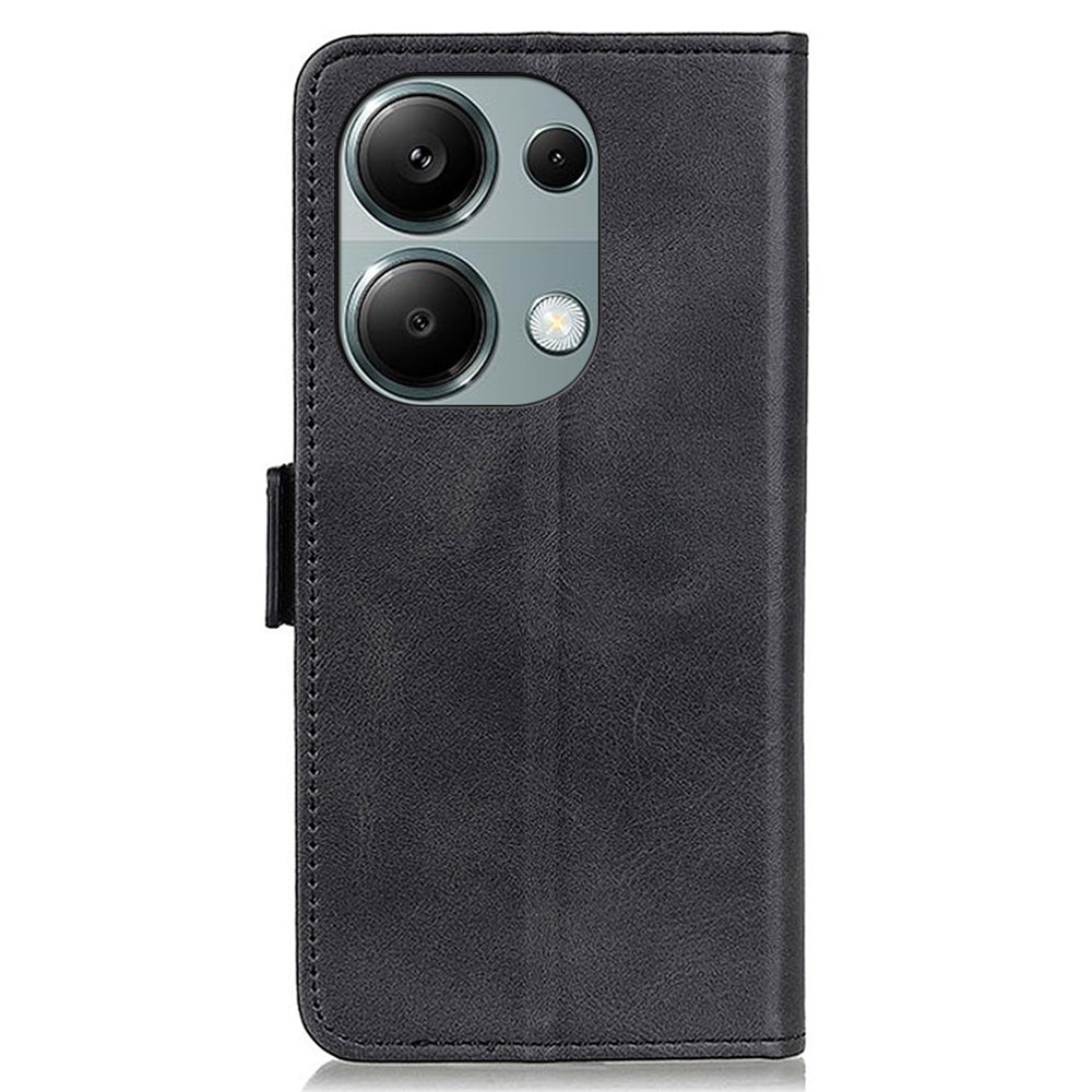 For Xiaomi Redmi Note 13 Pro 4G / Poco M6 Pro 4G Case Magnetic Buckle PU Leather Wallet Phone Cover - Black