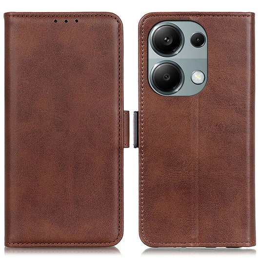 For Xiaomi Redmi Note 13 Pro 4G / Poco M6 Pro 4G Case Magnetic Buckle PU Leather Wallet Phone Cover - Brown