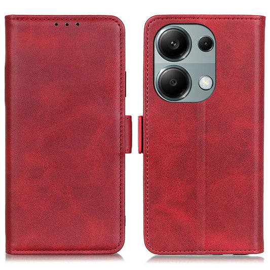 For Xiaomi Redmi Note 13 Pro 4G / Poco M6 Pro 4G Case Magnetic Buckle PU Leather Wallet Phone Cover - Red