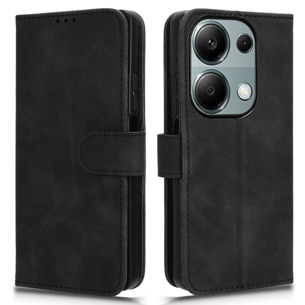 For Xiaomi Redmi Note 13 Pro 4G / Poco M6 Pro 4G Case PU Leather Skin-touch Protective Folio Phone Cover - Black