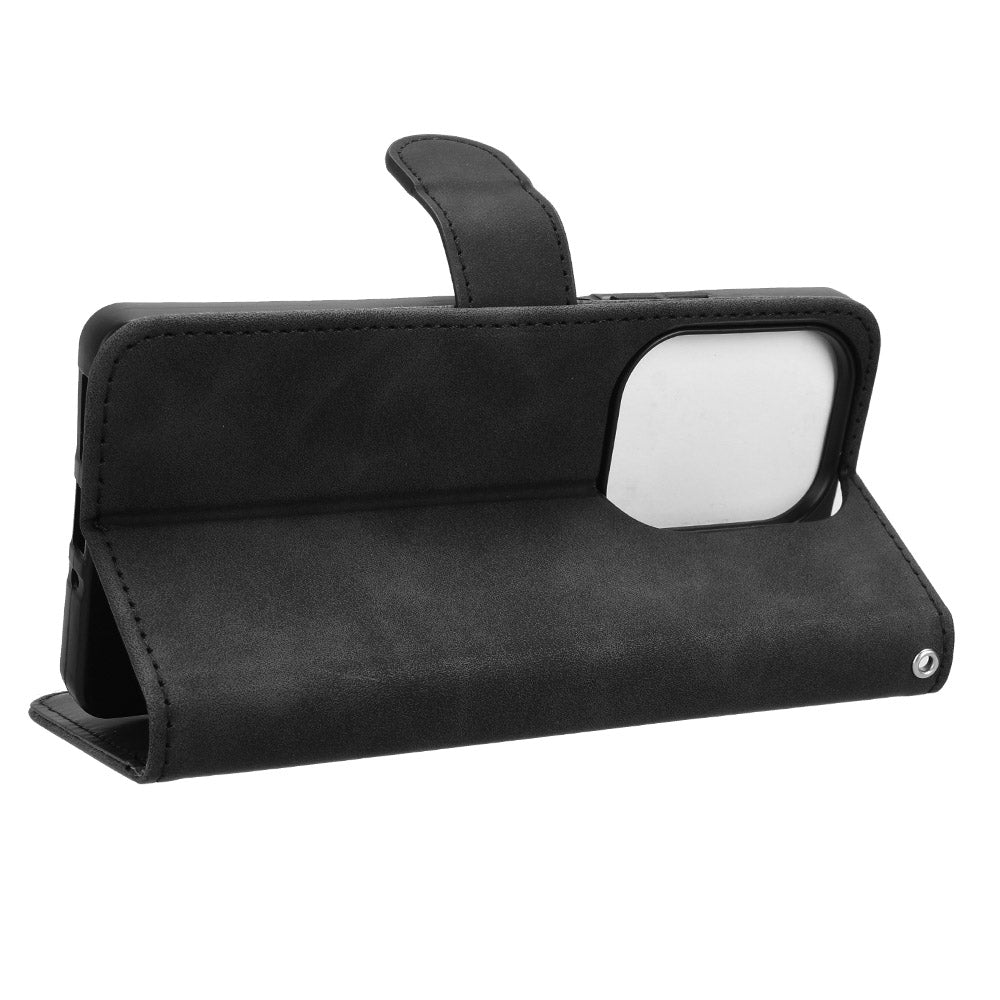 For Xiaomi Redmi Note 13 Pro 4G / Poco M6 Pro 4G Case PU Leather Skin-touch Protective Folio Phone Cover - Black