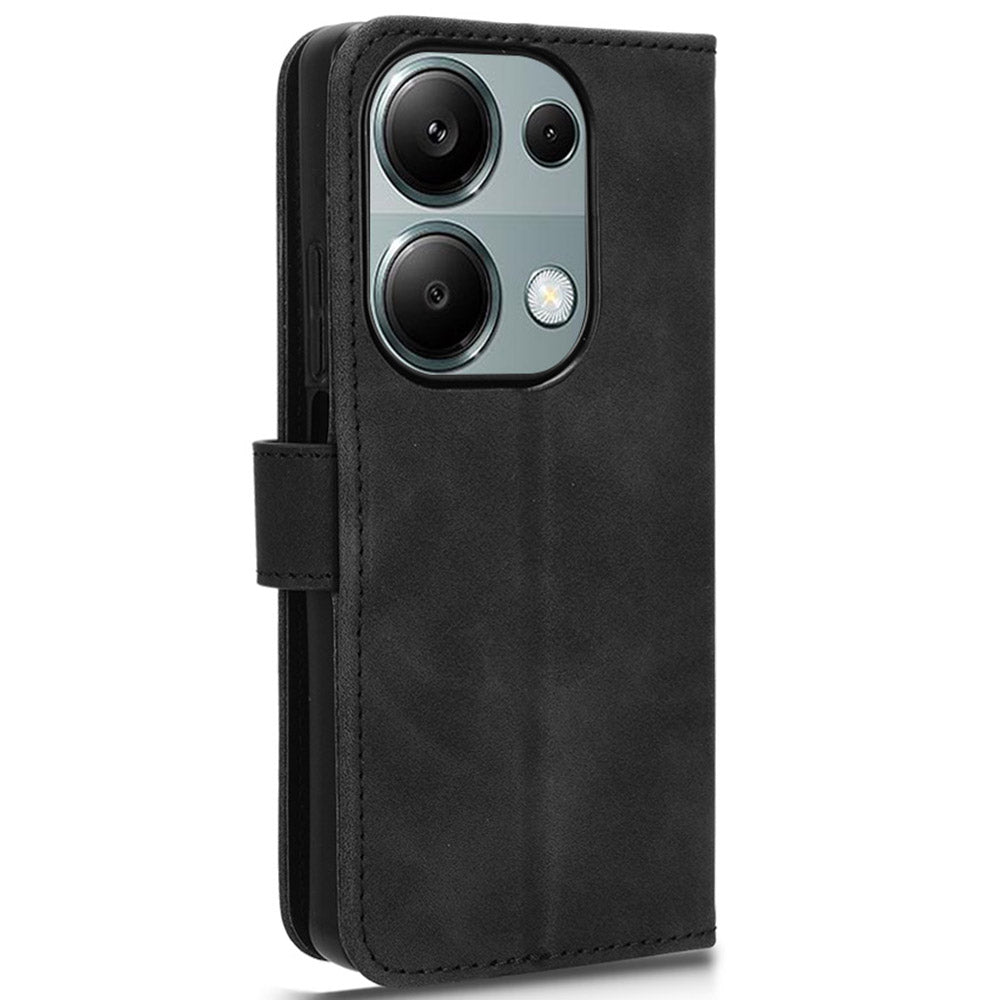 For Xiaomi Redmi Note 13 Pro 4G / Poco M6 Pro 4G Case PU Leather Skin-touch Protective Folio Phone Cover - Black