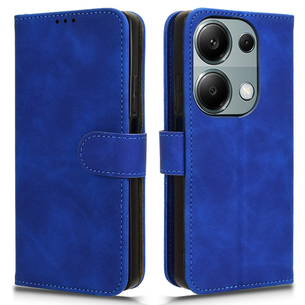 For Xiaomi Redmi Note 13 Pro 4G / Poco M6 Pro 4G Case PU Leather Skin-touch Protective Folio Phone Cover - Blue
