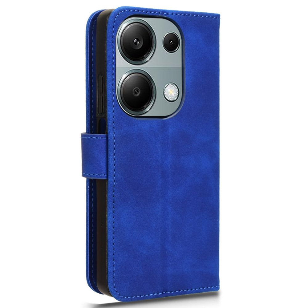For Xiaomi Redmi Note 13 Pro 4G / Poco M6 Pro 4G Case PU Leather Skin-touch Protective Folio Phone Cover - Blue