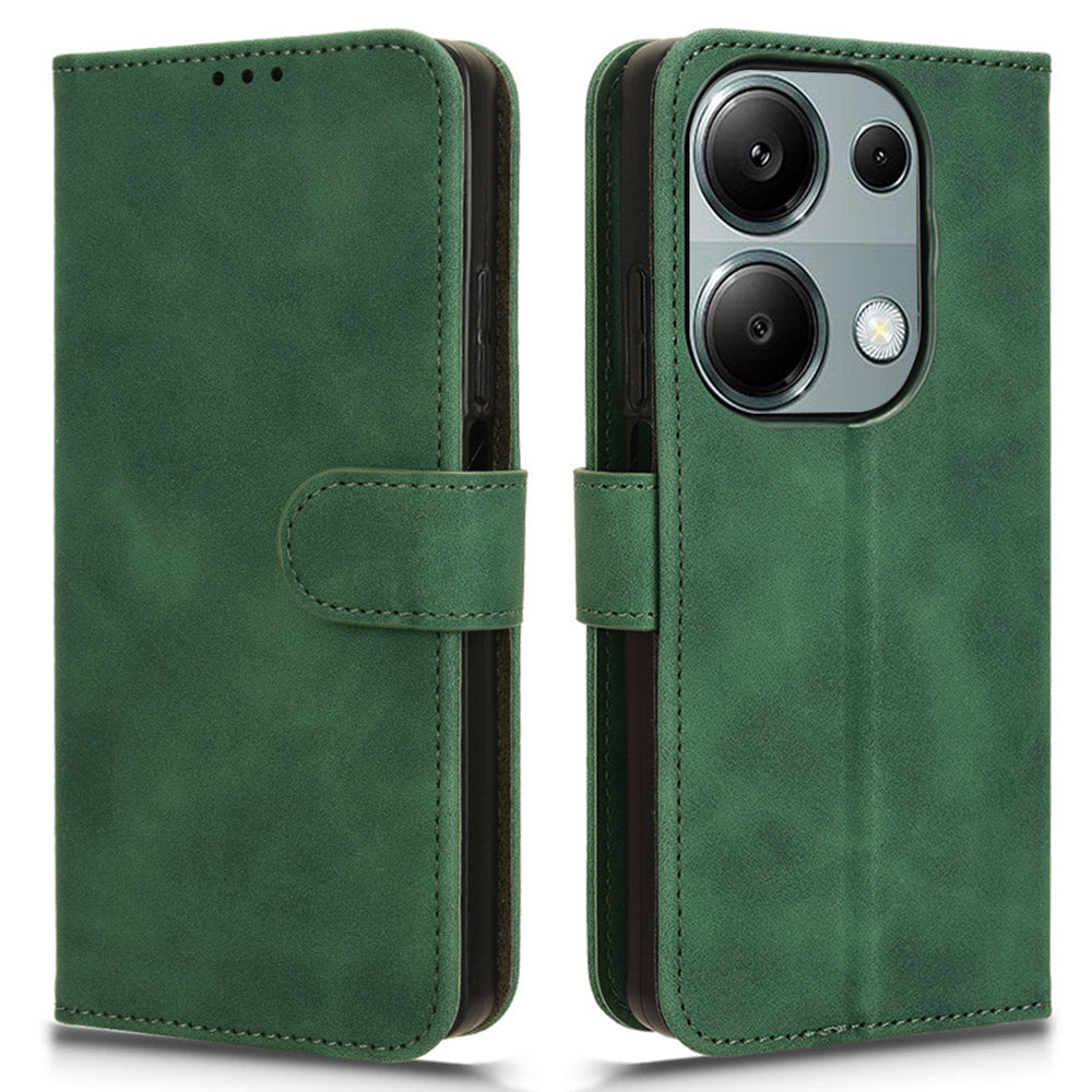For Xiaomi Redmi Note 13 Pro 4G / Poco M6 Pro 4G Case PU Leather Skin-touch Protective Folio Phone Cover - Green
