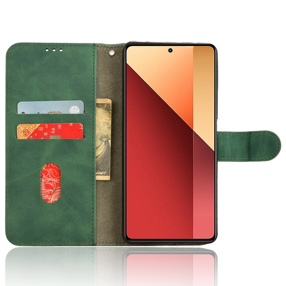 For Xiaomi Redmi Note 13 Pro 4G / Poco M6 Pro 4G Case PU Leather Skin-touch Protective Folio Phone Cover - Green