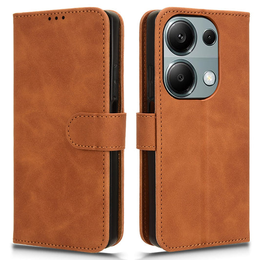 For Xiaomi Redmi Note 13 Pro 4G / Poco M6 Pro 4G Case PU Leather Skin-touch Protective Folio Phone Cover - Brown
