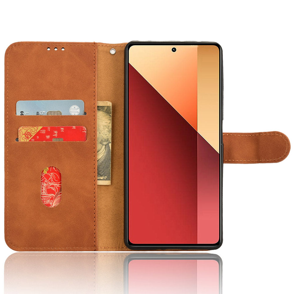 For Xiaomi Redmi Note 13 Pro 4G / Poco M6 Pro 4G Case PU Leather Skin-touch Protective Folio Phone Cover - Brown