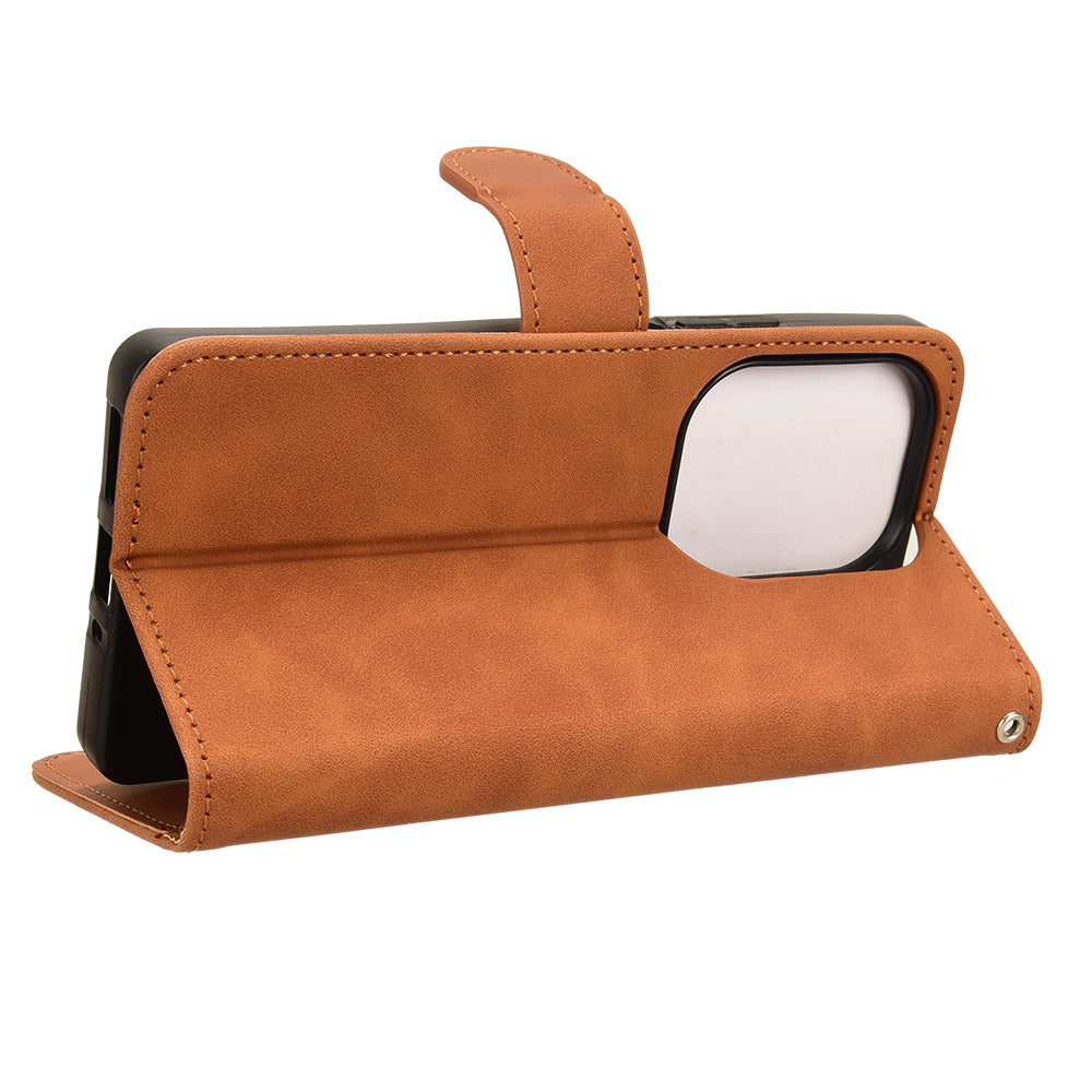 For Xiaomi Redmi Note 13 Pro 4G / Poco M6 Pro 4G Case PU Leather Skin-touch Protective Folio Phone Cover - Brown