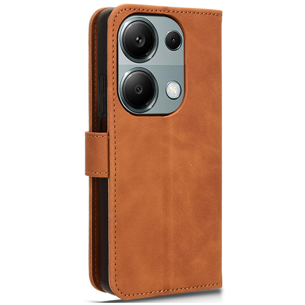 For Xiaomi Redmi Note 13 Pro 4G / Poco M6 Pro 4G Case PU Leather Skin-touch Protective Folio Phone Cover - Brown
