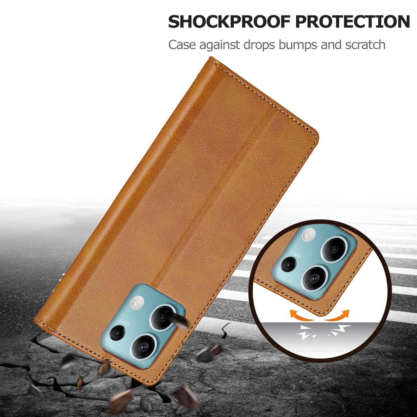 LC.IMEEKE For Xiaomi Redmi Note 13 5G Case Flip Leather Wallet Stand Phone Cover - Yellow