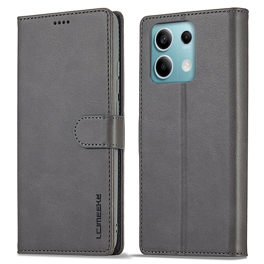 LC.IMEEKE For Xiaomi Redmi Note 13 5G Case Flip Leather Wallet Stand Phone Cover - Grey