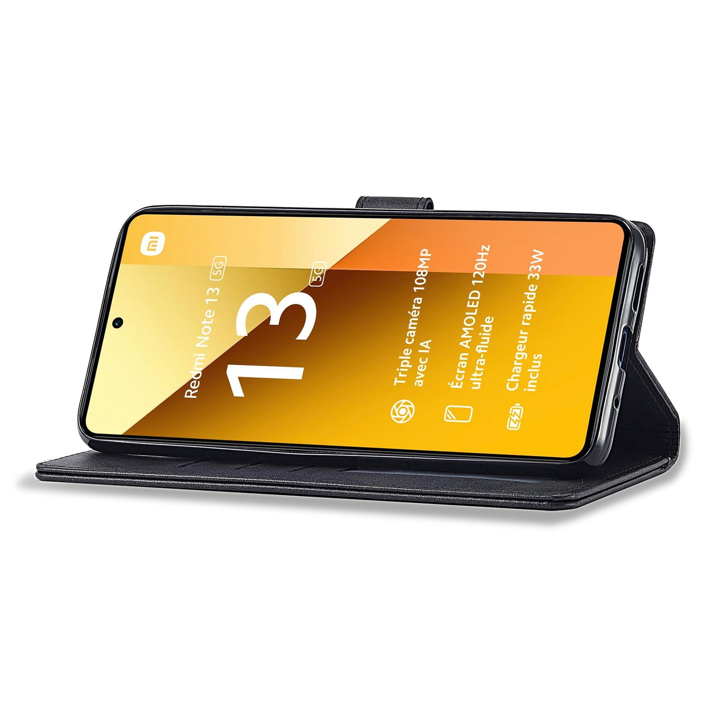 LC.IMEEKE For Xiaomi Redmi Note 13 Pro 5G / Poco X6 5G Case Wallet Stand Calf Texture Leather Phone Cover - Black