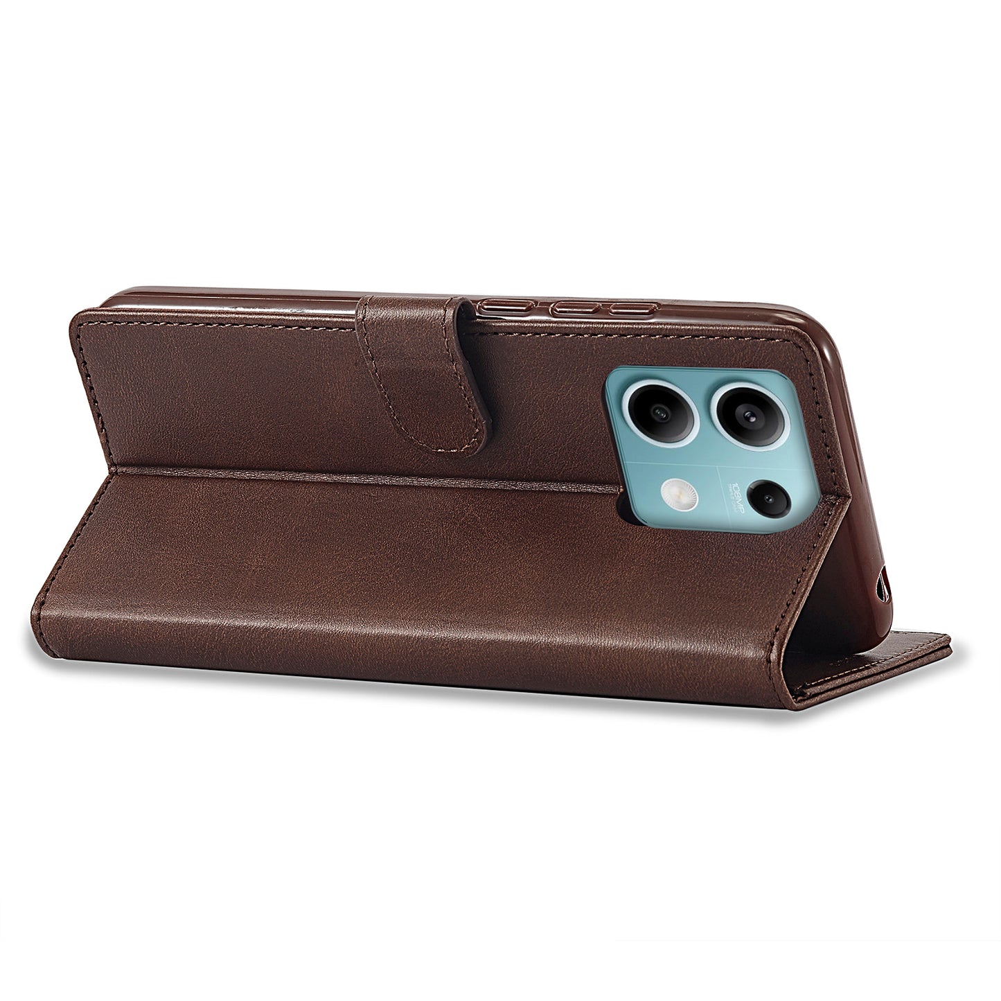 LC.IMEEKE For Xiaomi Redmi Note 13 Pro 5G / Poco X6 5G Case Wallet Stand Calf Texture Leather Phone Cover - Brown