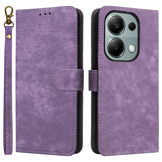 For Xiaomi Redmi Note 13 Pro 4G / Poco M6 Pro 4G Case with Strap RFID Blocking PU Leather Cover Stand - Purple