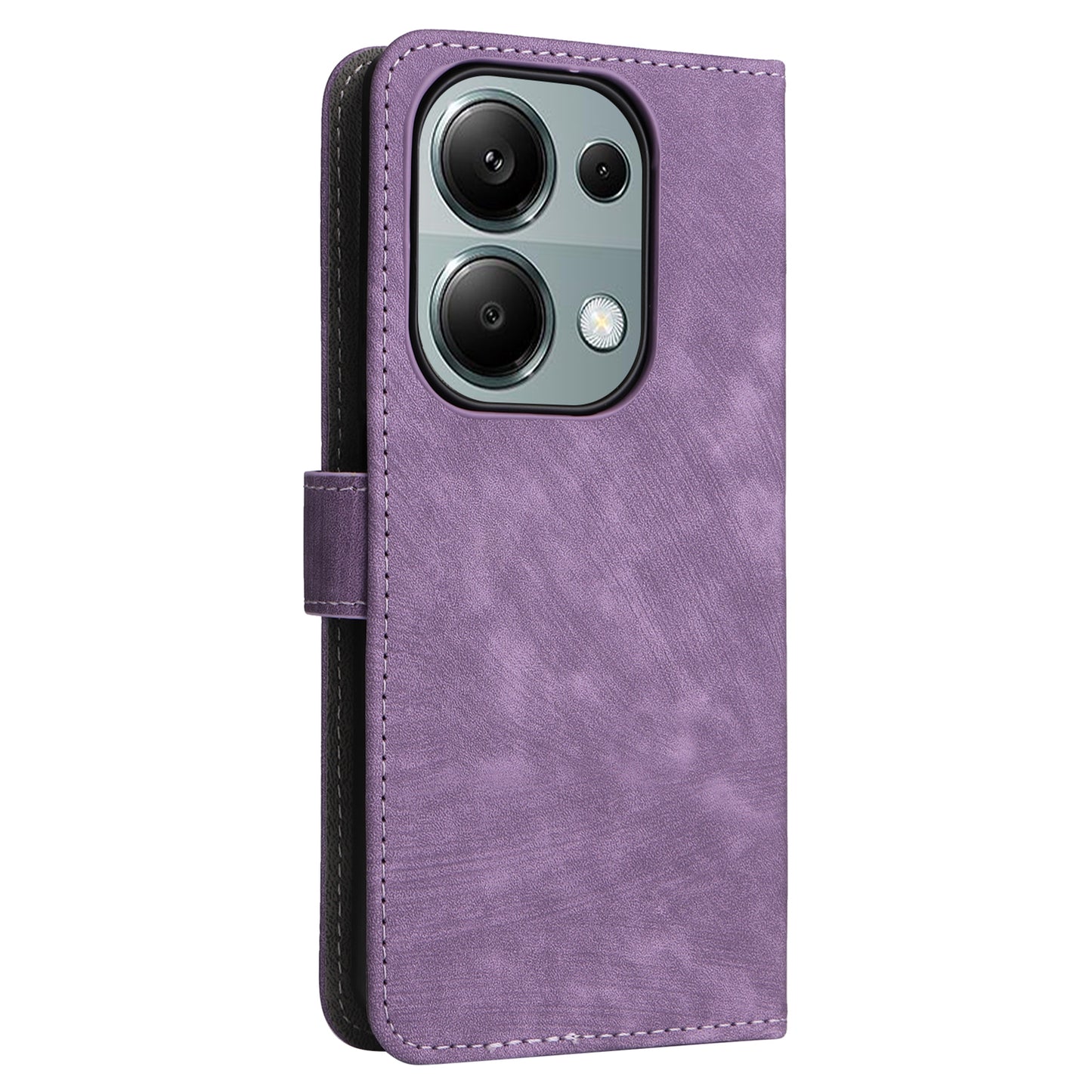 For Xiaomi Redmi Note 13 Pro 4G / Poco M6 Pro 4G Case with Strap RFID Blocking PU Leather Cover Stand - Purple
