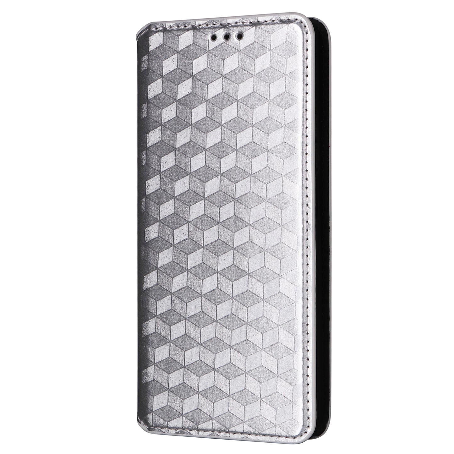 For Xiaomi Redmi Note 13 Pro 4G / Poco M6 Pro 4G Case Rhombus Imprinted Stand View Phone Cover - Silver