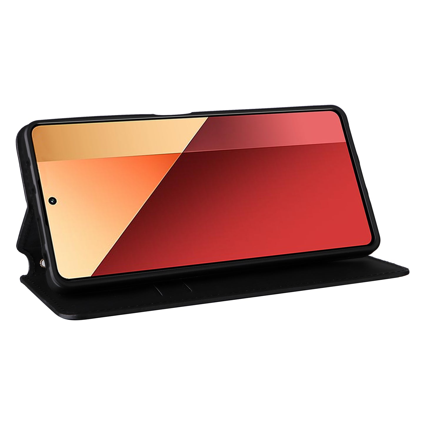 For Xiaomi Redmi Note 13 Pro 4G / Poco M6 Pro 4G Case Rhombus Imprinted Stand View Phone Cover - Black