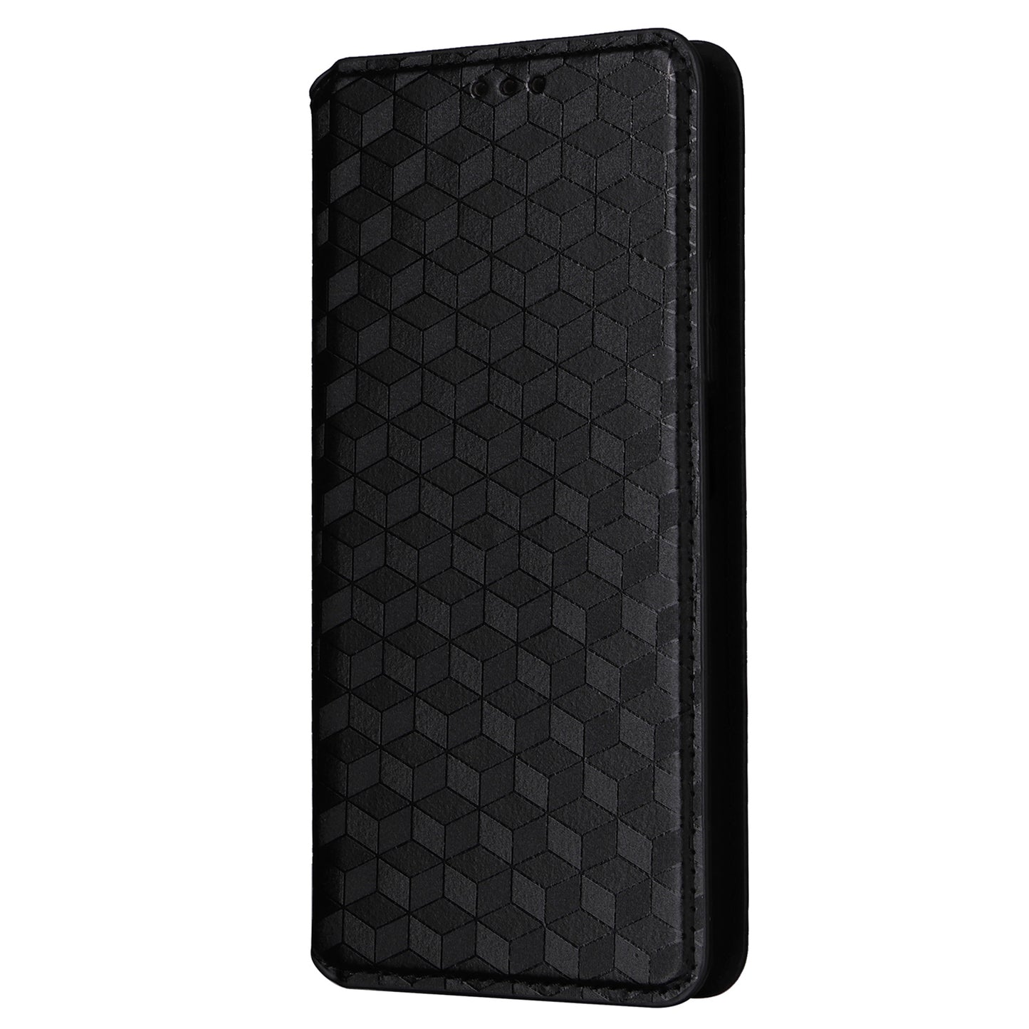 For Xiaomi Redmi Note 13 Pro 4G / Poco M6 Pro 4G Case Rhombus Imprinted Stand View Phone Cover - Black