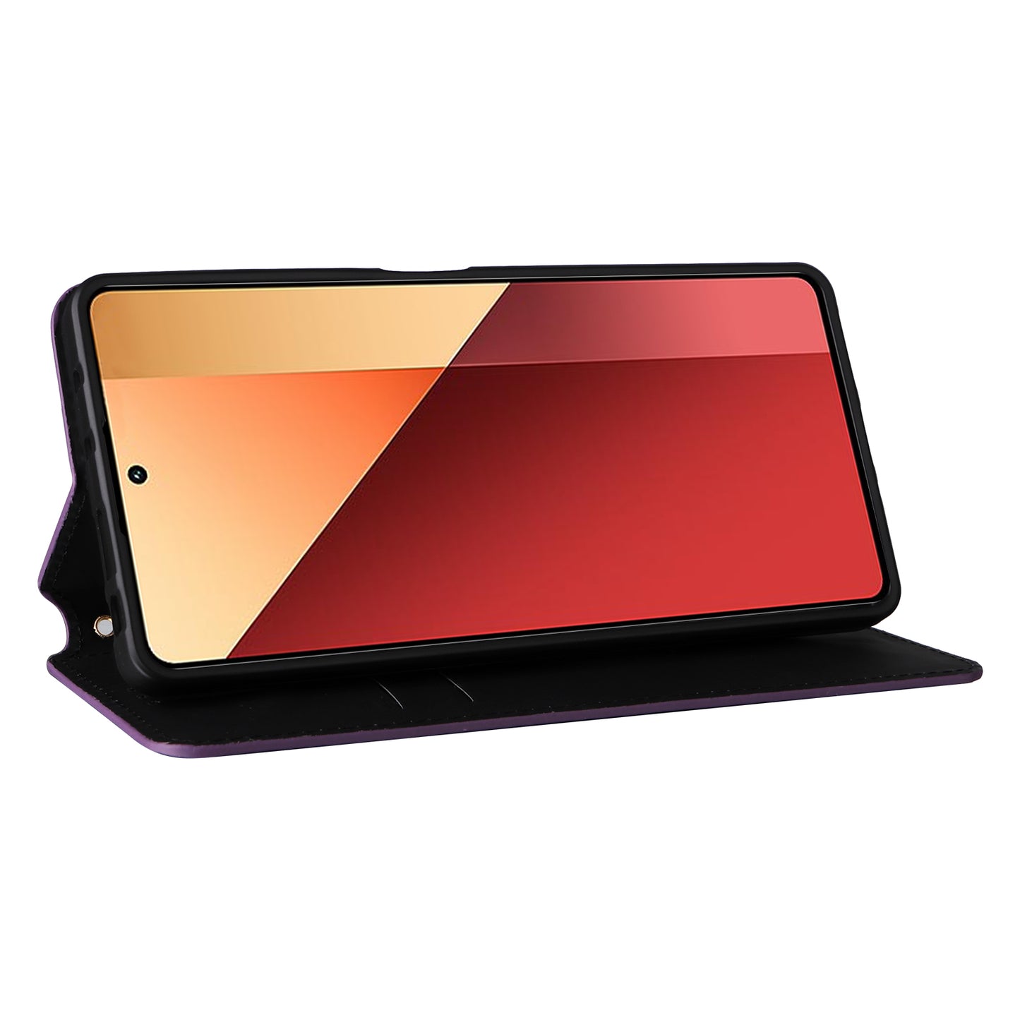 For Xiaomi Redmi Note 13 Pro 4G / Poco M6 Pro 4G Case Rhombus Imprinted Stand View Phone Cover - Purple
