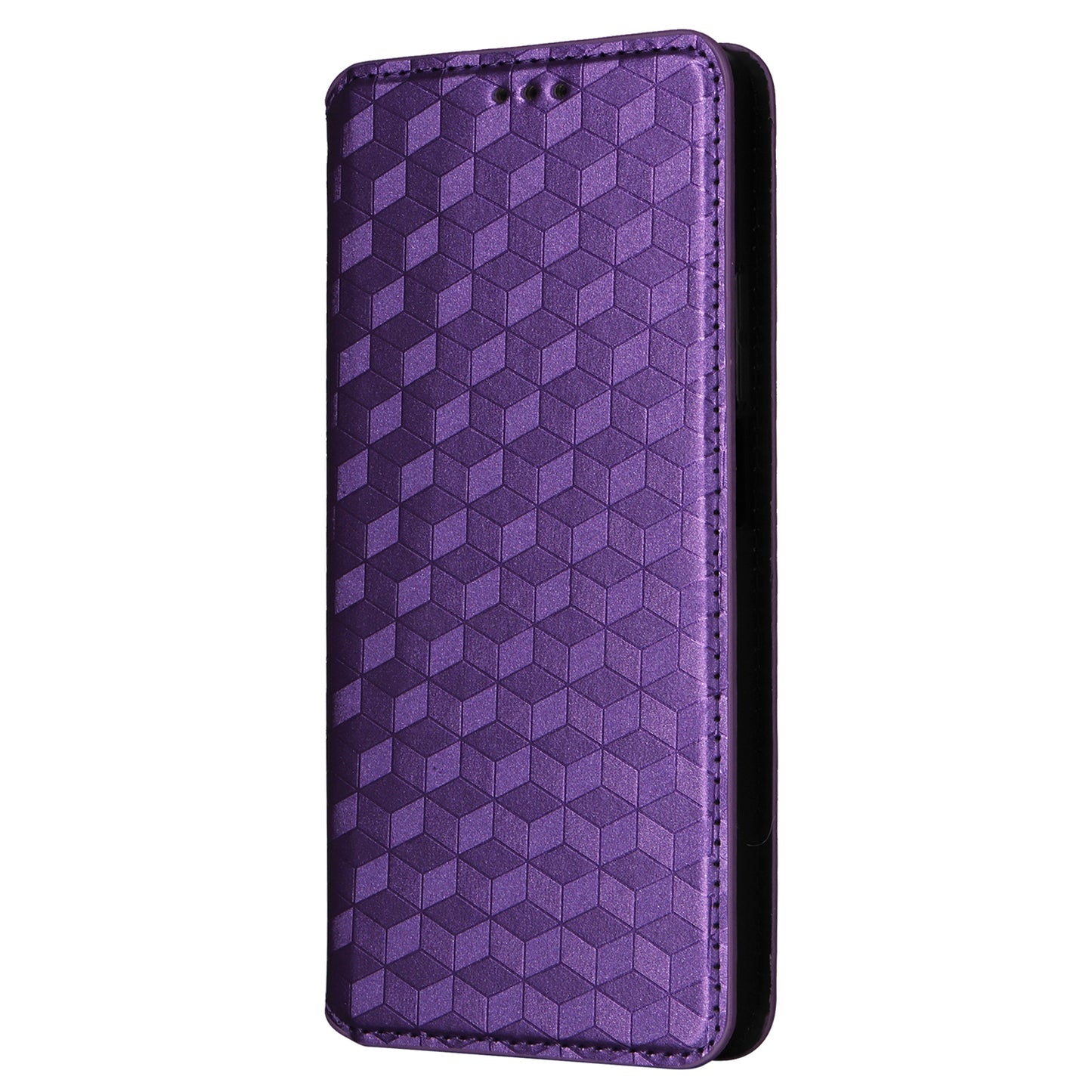 For Xiaomi Redmi Note 13 Pro 4G / Poco M6 Pro 4G Case Rhombus Imprinted Stand View Phone Cover - Purple