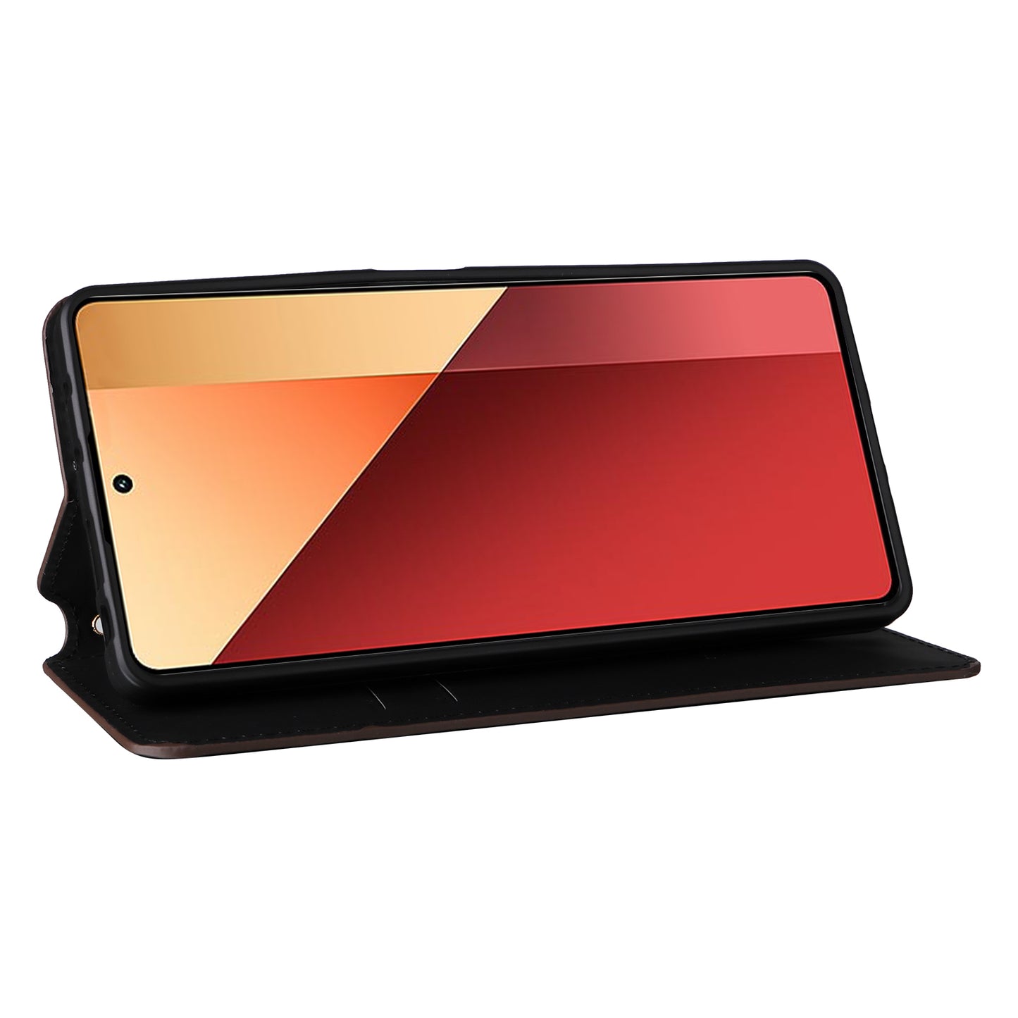 For Xiaomi Redmi Note 13 Pro 4G / Poco M6 Pro 4G Case Rhombus Imprinted Stand View Phone Cover - Brown