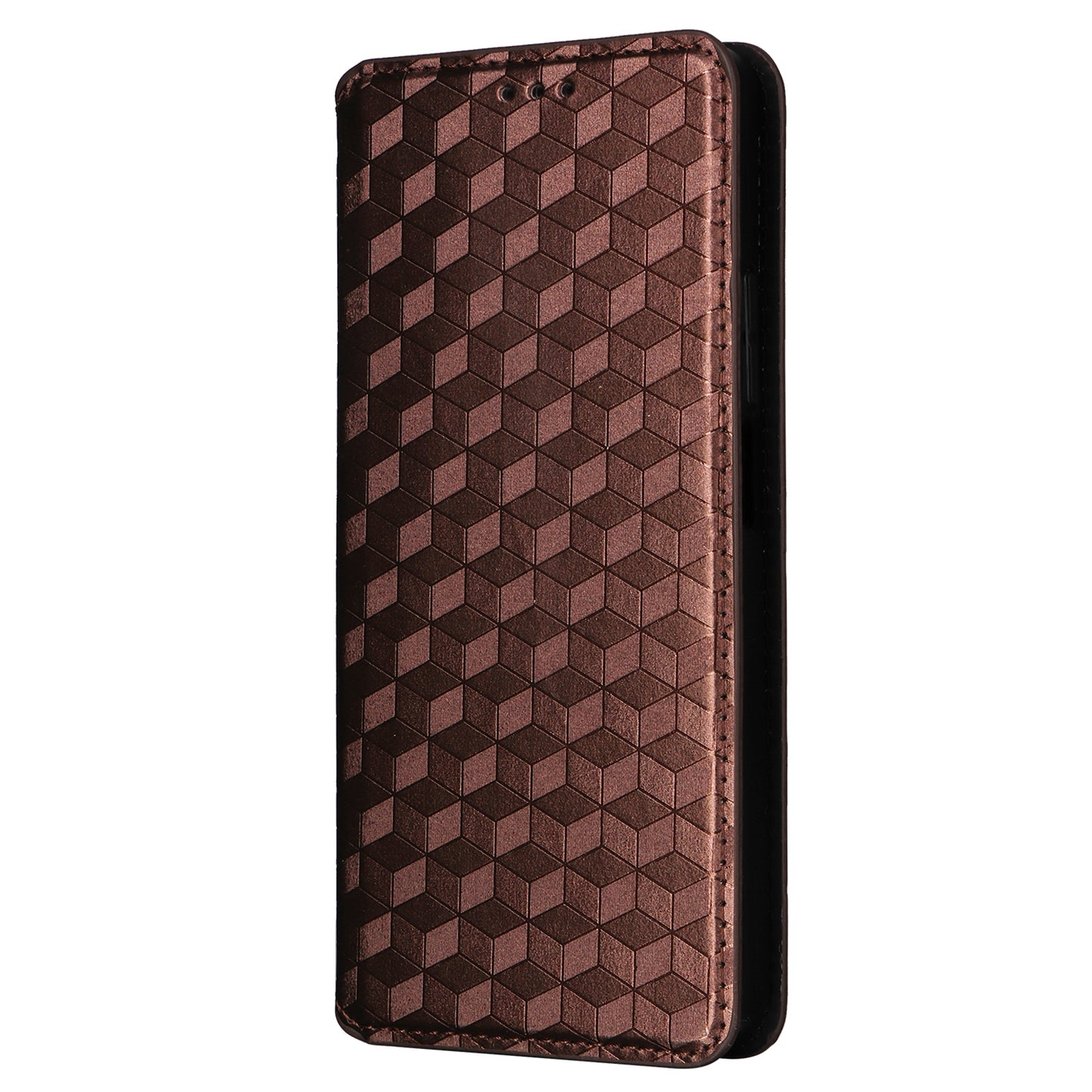 For Xiaomi Redmi Note 13 Pro 4G / Poco M6 Pro 4G Case Rhombus Imprinted Stand View Phone Cover - Brown