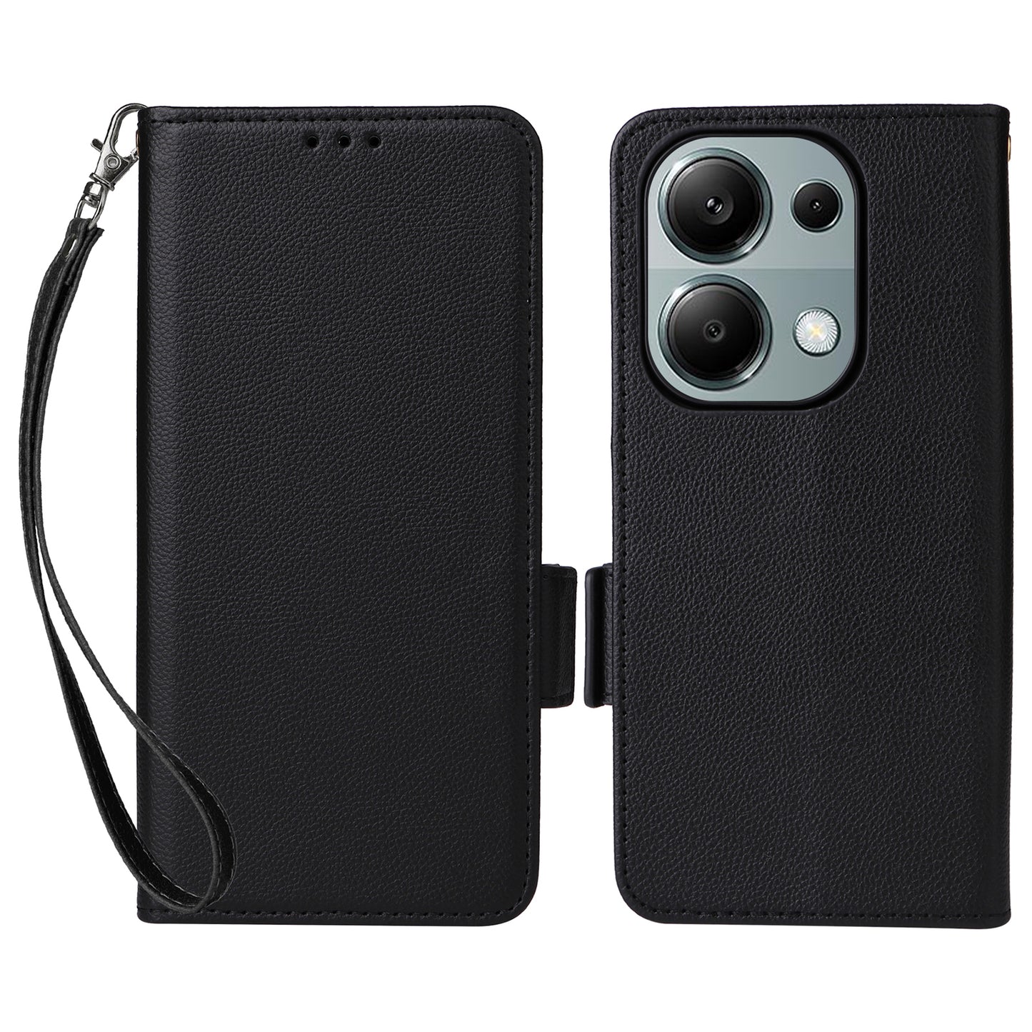 For Xiaomi Redmi Note 13 Pro 4G / Poco M6 Pro 4G Case Wallet Protective Folio Cover - Black