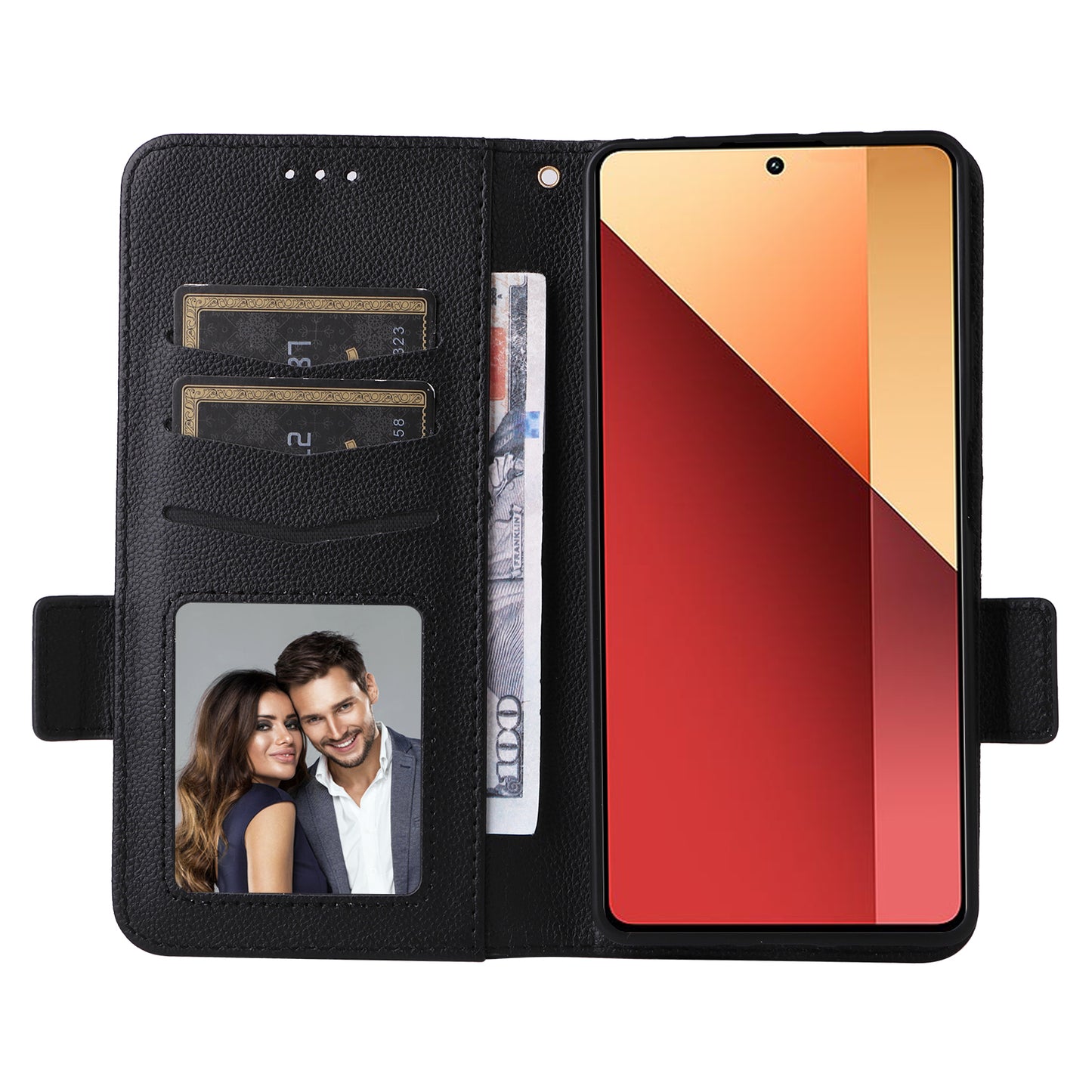 For Xiaomi Redmi Note 13 Pro 4G / Poco M6 Pro 4G Case Wallet Protective Folio Cover - Black